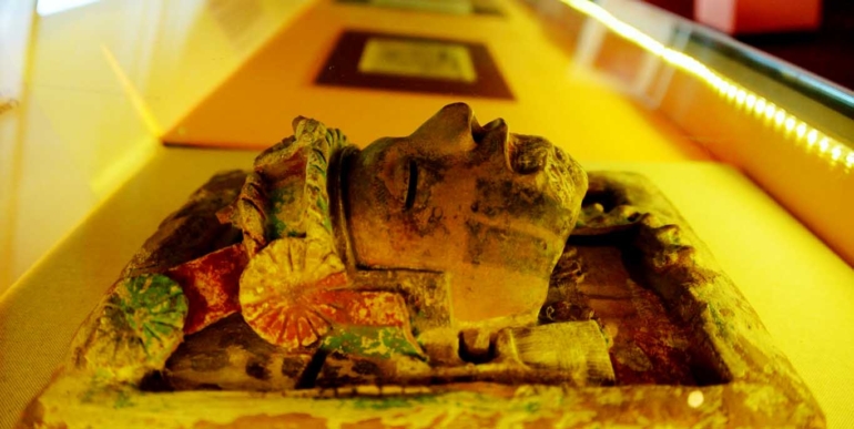 El rostro de la diosa del maíz maduro llamada Chicomecóatl